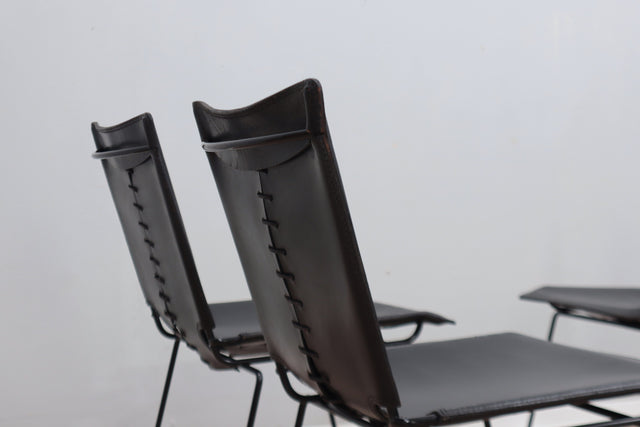 Leather stacking chairs by Toyoda Hiroyuki for ICF 1980s, set of 4