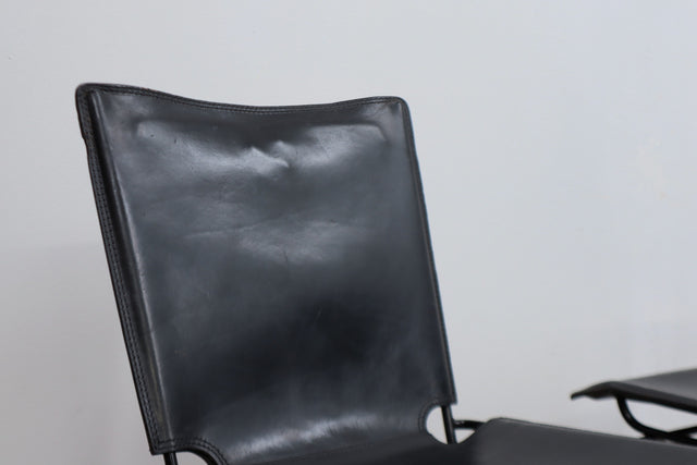 Leather stacking chairs by Toyoda Hiroyuki for ICF 1980s, set of 4