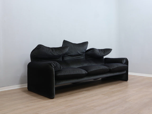 Vintage Maralunga 3-seater sofa 1980s Vico Magistretti original velvet canapé design Maralunga Cassina 80er Jahre Sofa