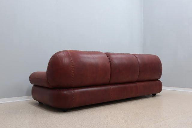 3 seater vintage leather sofa MOBIL GIRGI 1970s