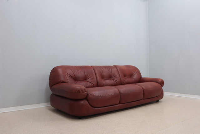 3 seater vintage leather sofa MOBIL GIRGI 1970s