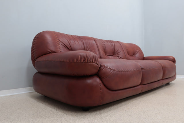 3 seater vintage leather sofa MOBIL GIRGI 1970s