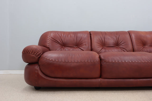 3 seater vintage leather sofa MOBIL GIRGI 1970s