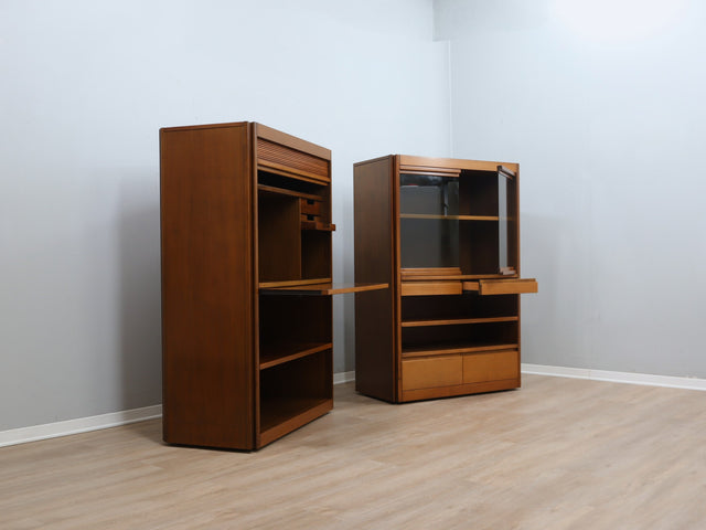 1960s 4D cabinets by Angelo Mangiarotti for Molteni, finished back with wheels. Mangiarotti 4D, meuble Molteni, mobile 4D vintage, Schrank Mangiarotti. (149 characters)