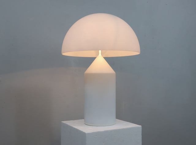 Large Atollo table lamp in white glass design Vico Magistretti, 1980s Oluce