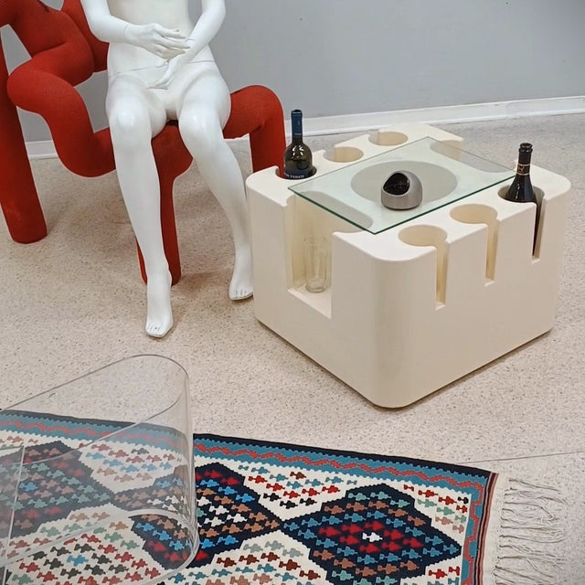 White Bacco bar cart table Sergio Mazza ARTEMIDE 1960s