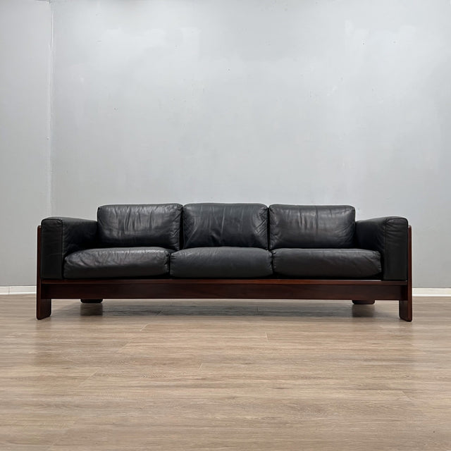 Afra & Tobia Scarpa "Bastiano" 3-seater sofa for Gavina 1960s black Leather