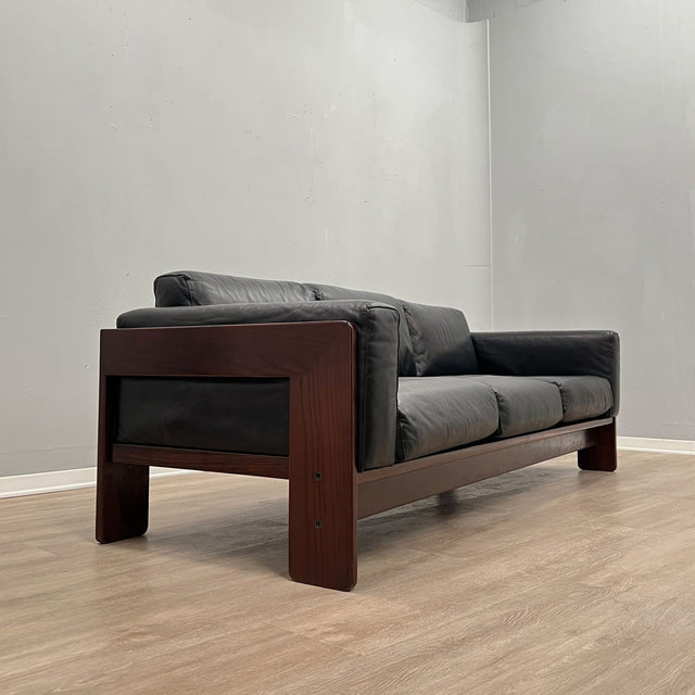 Afra & Tobia Scarpa "Bastiano" 3-seater sofa for Gavina 1960s black Leather