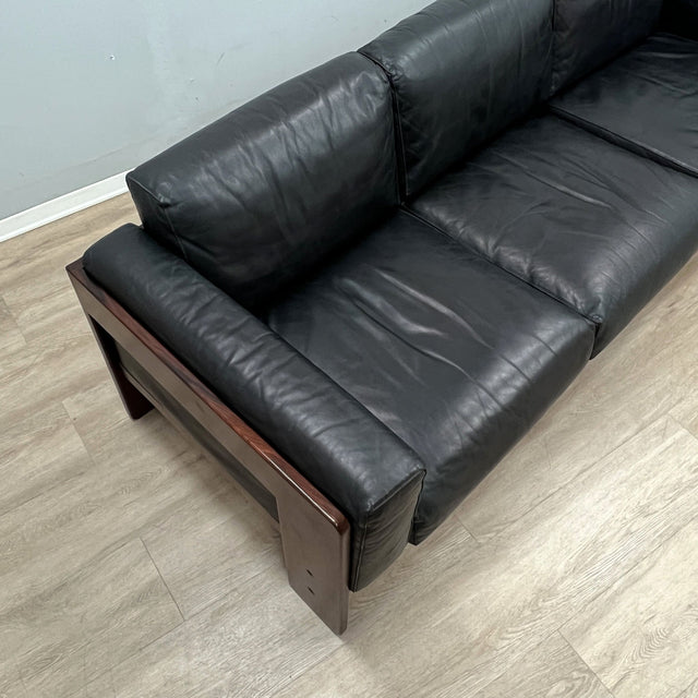 Afra & Tobia Scarpa "Bastiano" 3-seater sofa for Gavina 1960s black Leather