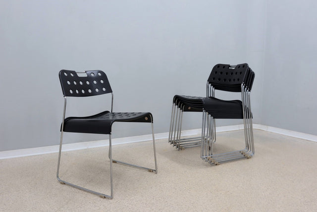 Omstack vintage metal chairs BIEFFEPLAST 1970s