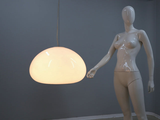 Vintage Black & White pendant glass lamp, Flos 1965