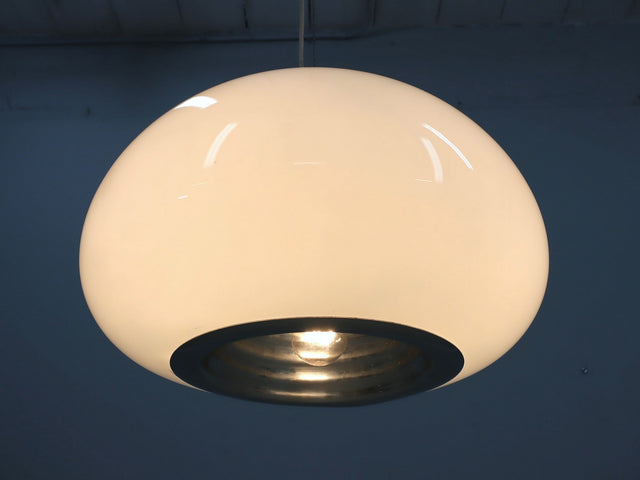 Vintage Black & White pendant glass lamp, Flos 1965