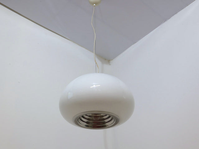 Vintage Black & White pendant glass lamp, Flos 1965