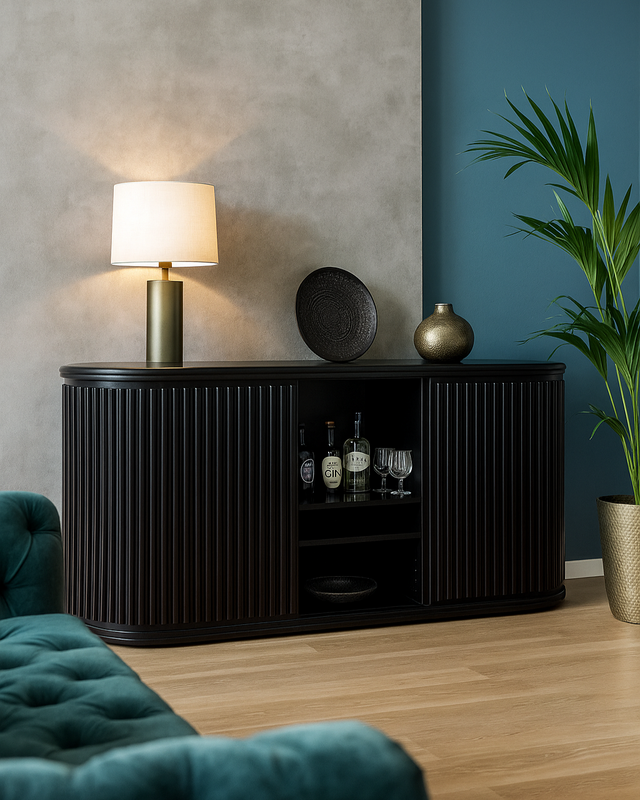 Mueble de almacenamiento Aldo van den Nieuwelaar - cabinet fold out desk e mobile archivio vintage. Mobile buffet De Padova A’dammer 1970er Jahre in black laminated wood sideboard e mobile anni 70 vintage/mid century italian furniture