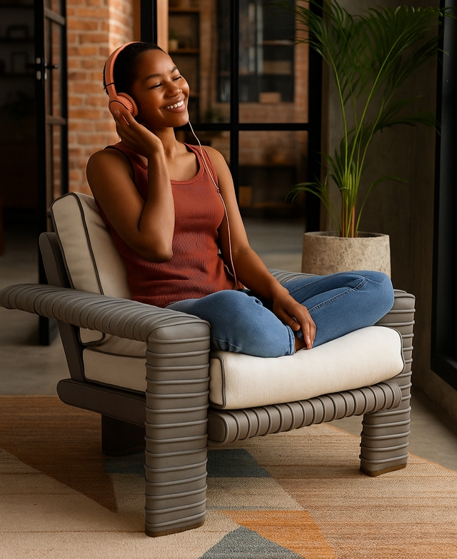 Vintage armchair by Marzio Cecchi in Ribbed Leather and Goose Down Cushions 1970s