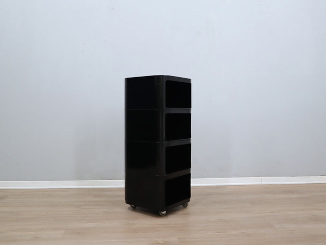 Componibili 4970 Kartell black modular trolley – carrello modulare noir design – modulares Möbelstück schwarz, Italian design.