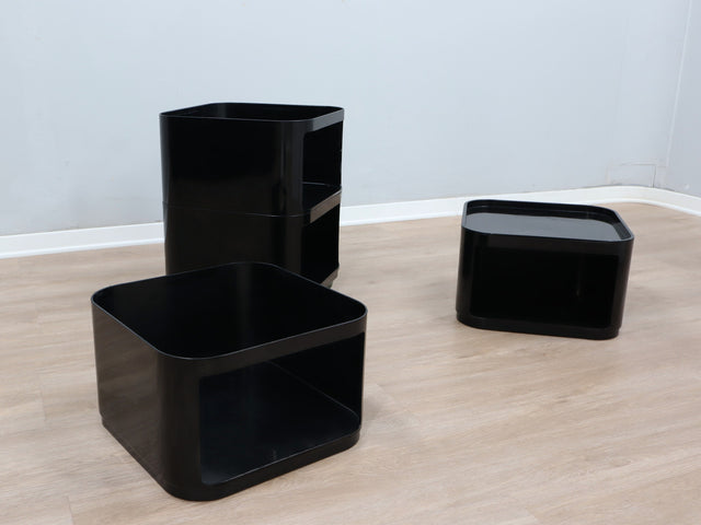 Componibili 4970 Kartell black modular trolley – carrello modulare noir design – modulares Möbelstück schwarz, Italian design.