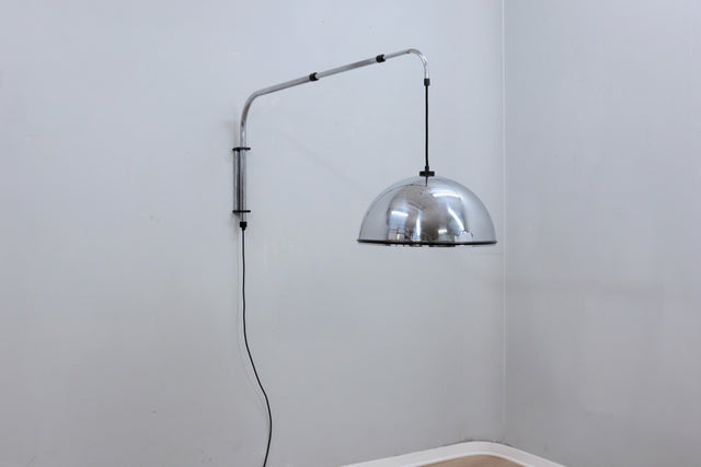 Vintage extendable hanging chrome wall lamp 1970s