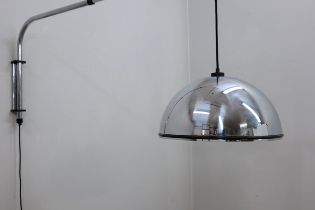 Vintage extendable hanging chrome wall lamp 1970s