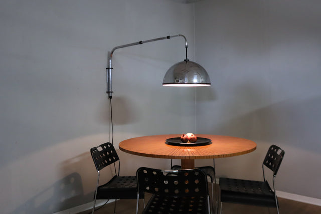 Vintage extendable hanging chrome wall lamp 1970s