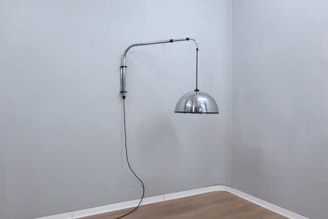 Vintage extendable hanging chrome wall lamp 1970s