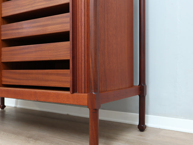 F.lli Proserpio teak cabinet bar Mobile anni 50 grissinato, tambour doors cabinet, Mid-century italienisches Design, aparador teca, buffet vintage.