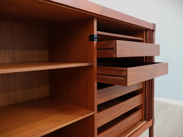 F.lli Proserpio teak cabinet bar Mobile anni 50 grissinato, tambour doors cabinet, Mid-century italienisches Design, aparador teca, buffet vintage.