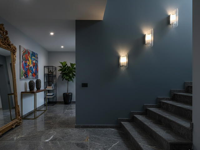 Set of 3 Italian chrome and acrylic blades wall sconces 1970s