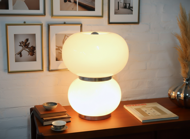 Murano pulegoso glass double shade table lamp Mazzega 1970s