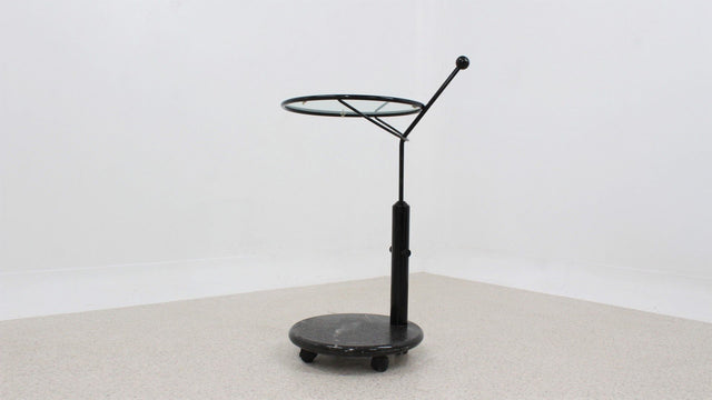 Italian glass and marble swivel coffee table 1980s