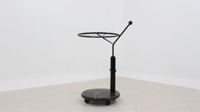 Italian glass and marble swivel coffee table 1980s
