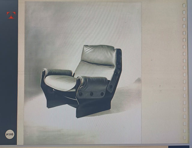 Osvaldo Borsani leather Canada armchair + ottoman, TECNO 1960s