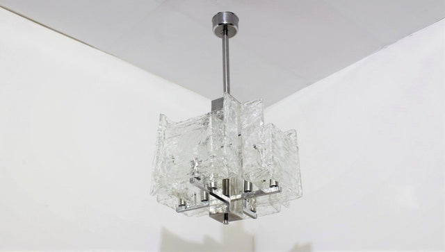 Murano glass pendant chandelier MAZZEGA 1970s