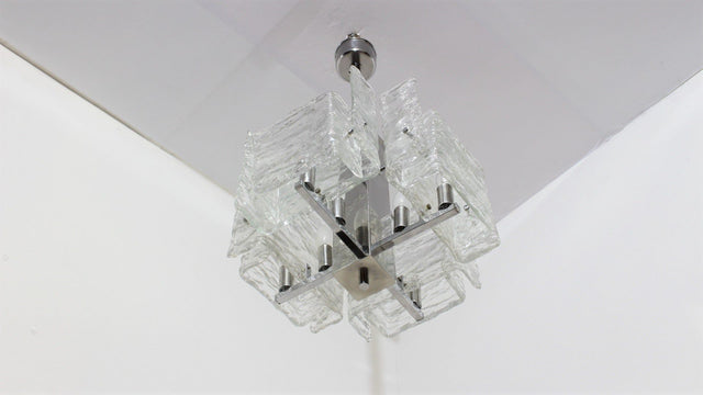 Murano glass pendant chandelier MAZZEGA 1970s