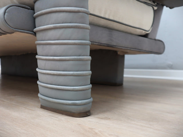 Vintage 3-seater sofa by Marzio Cecchi in ribbed leather 1970s