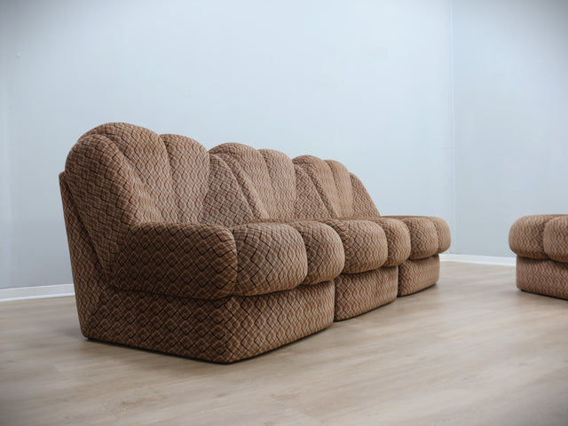 Italian modular sofa from the 1970s, composed of four individual lounge chairs that can be freely arranged to create different compositions.