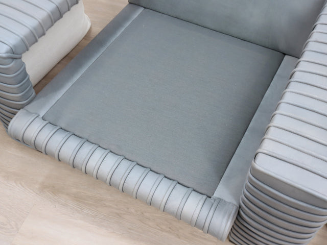 Marzio Cecchi armchair in ibbed Leather and goose down cushions 1970s