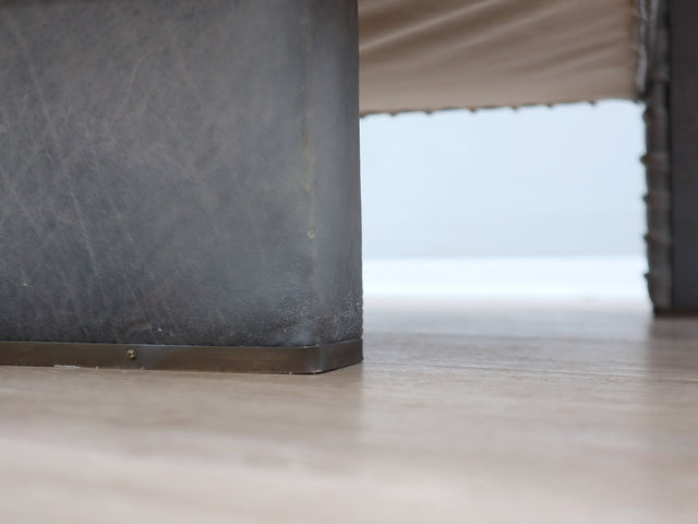 Marzio Cecchi armchair in ibbed Leather and goose down cushions 1970s