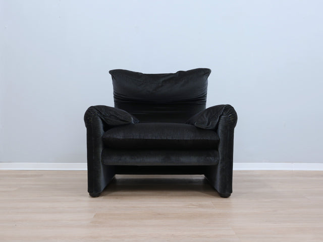 Vintage Cassina Maralunga Sessel 1980s Armchair diseño Vico Magistretti fauteuil en velours