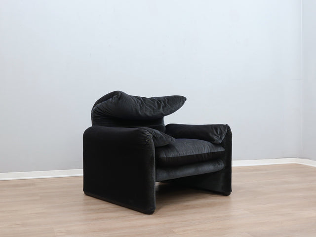 Vintage Cassina Maralunga Sessel 1980s Armchair diseño Vico Magistretti fauteuil en velours