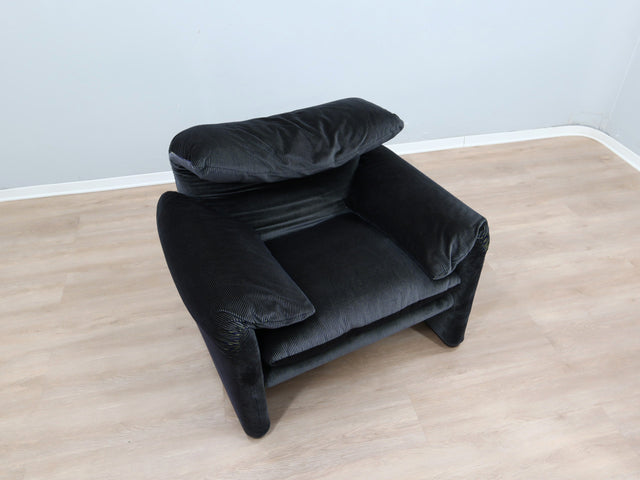 Vintage Cassina Maralunga Sessel 1980s Armchair diseño Vico Magistretti fauteuil en velours