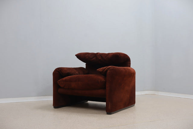 Maralunga armchair in suede leather CASSINA 1970s