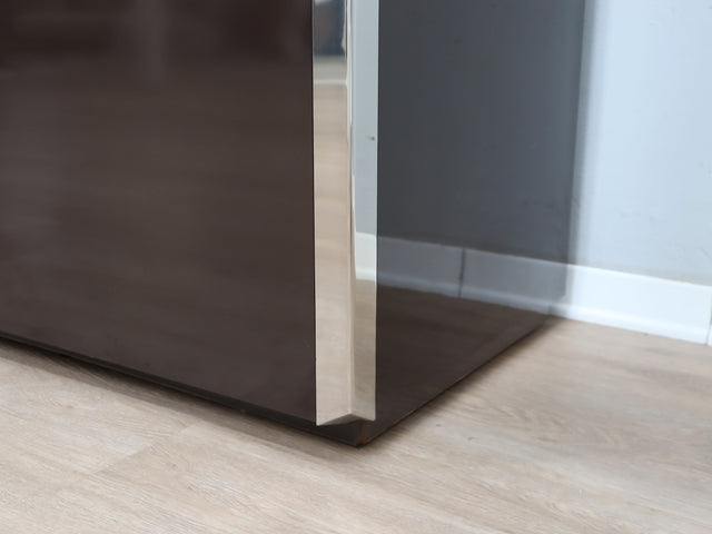 Mario Sabot small sideboard 1970s. Credenza marrone e acciaio. Petit buffet vintage laqué. Vintage Anrichte Design. Aparador diseño italiano Sabo