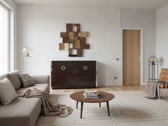 Mario Sabot dark brown laminate & chrome small sideboard 1970s
