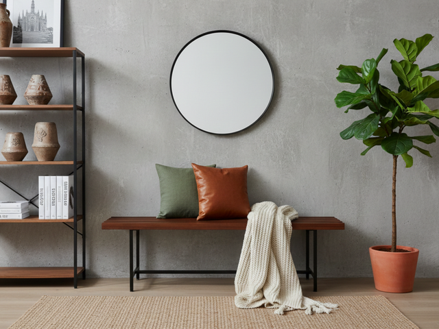 Mid-Century slatted teak bench with iron frame Italy 1950s