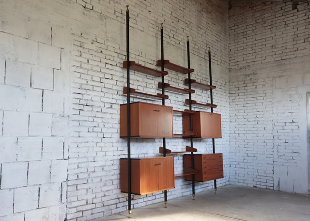 Vintage ceiling modular teak bookcase 1960s AV Arredamenti Contemporanei