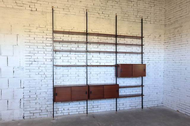 Mid century teak bookshelf wall unit 1950s
