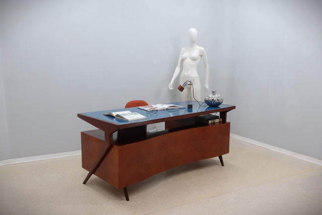 Mid century Italian design curved desk 1950s