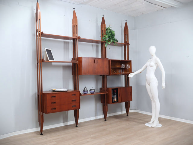 Mid century franco albini style Italian design teak bookcase 1950s