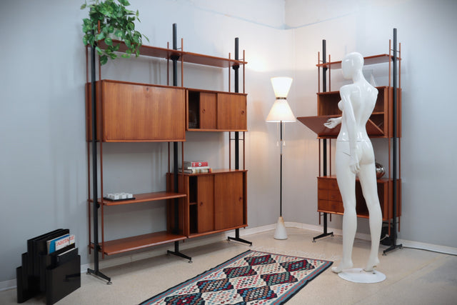 Mid century modular blonde teak bookcase 1960s